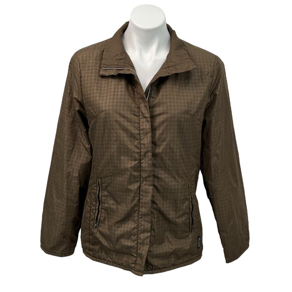 Comme Ca Ism Houndstooth Lightweight Jacket SZ‎ OS Women's Brown Relax Classic